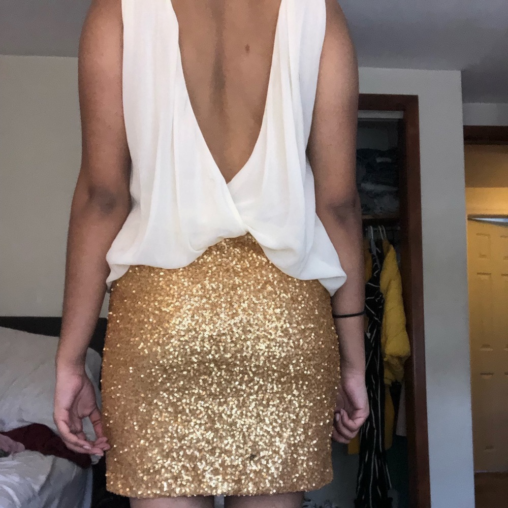 White & Gold Sequin Dress!